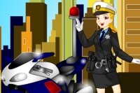 Polizeifrau einkleiden